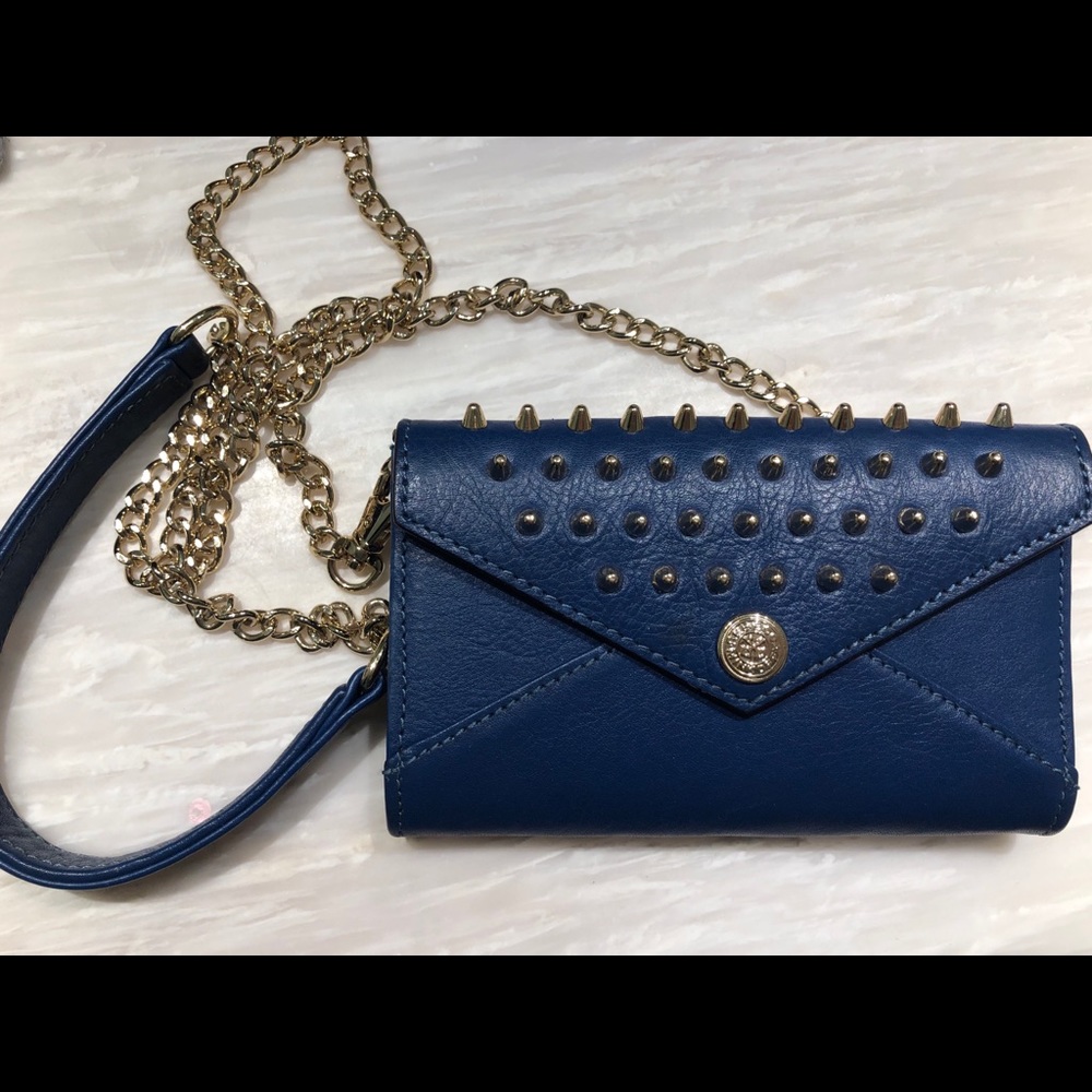 Rebecca Minkoff Blue Crossbody with Gold Studs